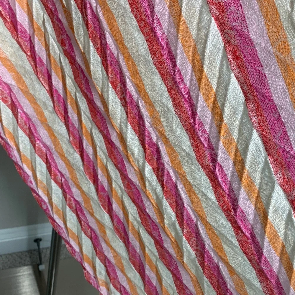 Chicos pink white and orange striped shawl